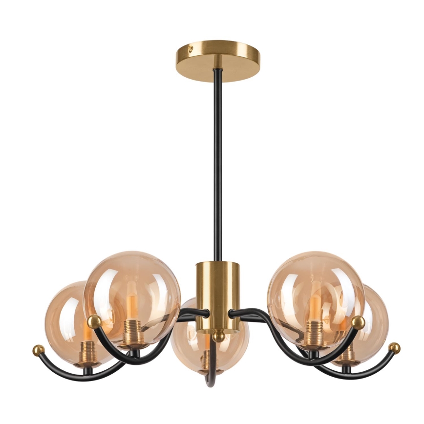 Suspension-barre GEORGIA 5xE14/5W/230V doré/fumé beige