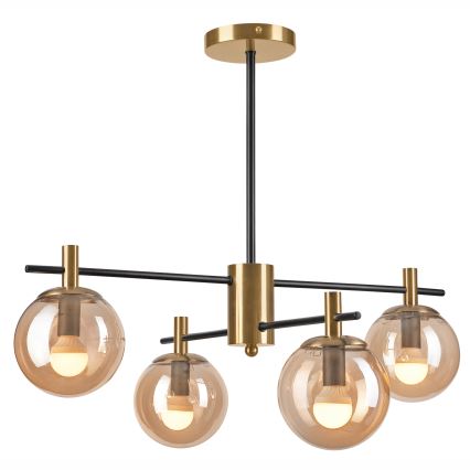 Suspension-barre LILOU 4xE14/5W/230V doré/noir/fumé beige
