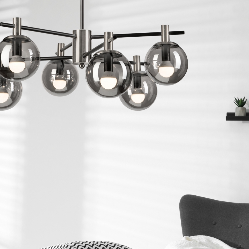 Suspension-barre LILOU 6xE14/5W/230V chrome mat/fumé
