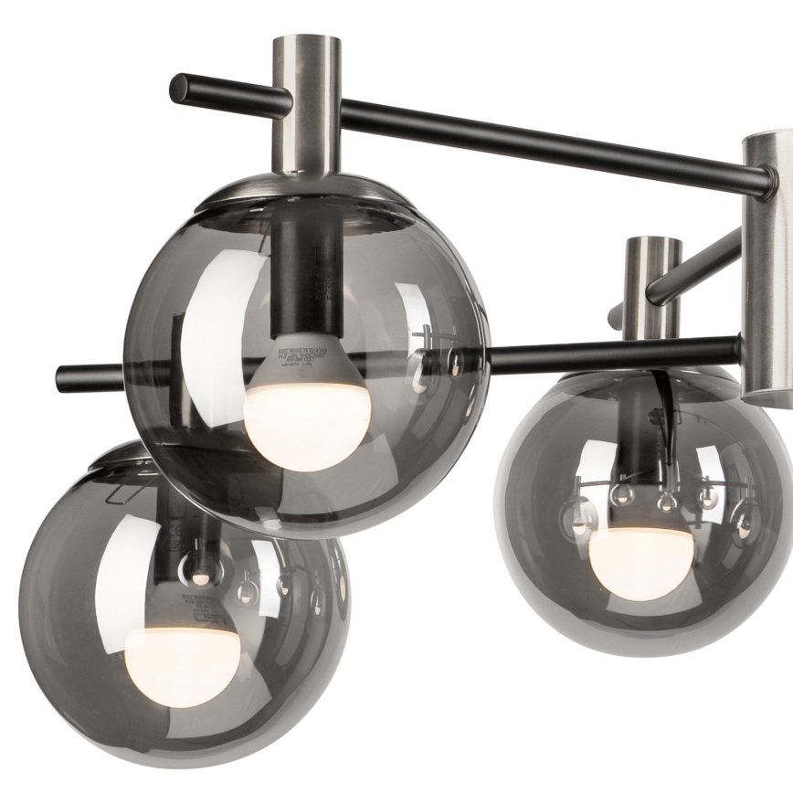 Suspension-barre LILOU 6xE14/5W/230V chrome mat/fumé