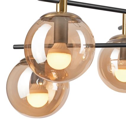 Suspension-barre LILOU 6xE14/5W/230V doré/noir/fumé beige