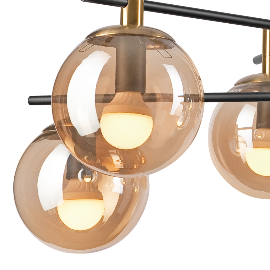 Suspension-barre LILOU 6xE14/5W/230V doré/noir/fumé beige