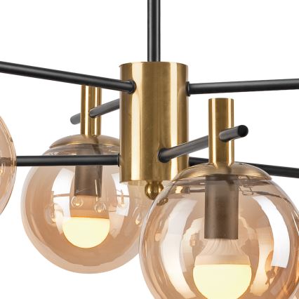 Suspension-barre LILOU 6xE14/5W/230V doré/noir/fumé beige