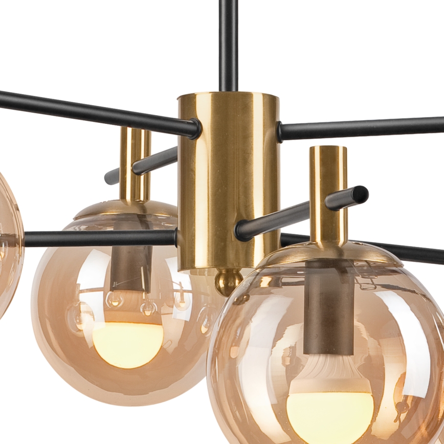 Suspension-barre LILOU 6xE14/5W/230V doré/noir/fumé beige