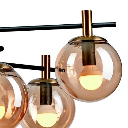 Suspension-barre LILOU 6xE14/5W/230V doré/noir/fumé beige