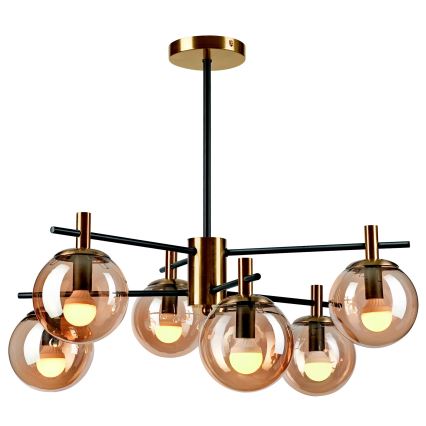 Suspension-barre LILOU 6xE14/5W/230V doré/noir/fumé beige