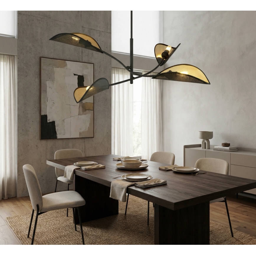 Suspension-barre LOTUS 4xE14/10W/230V noir/doré