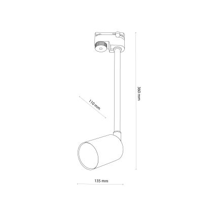 Suspension-barre pour système de rail monophasé TOP 1xGU10/10W/230V blanc