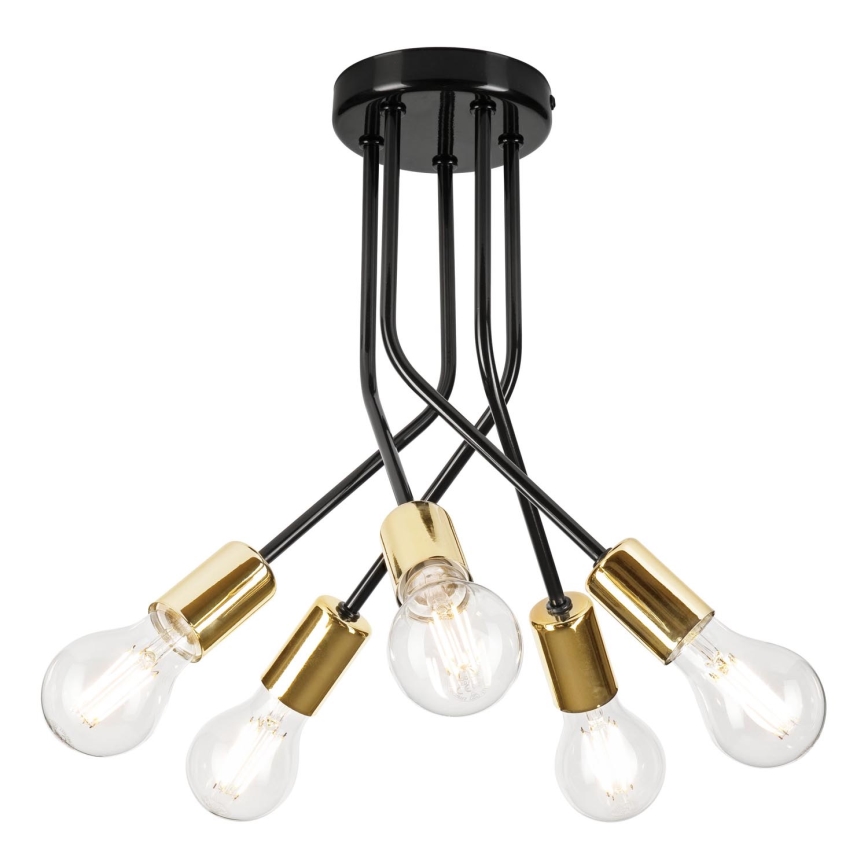 Suspension-barre PRIYA 5xE27/15W/230V noir