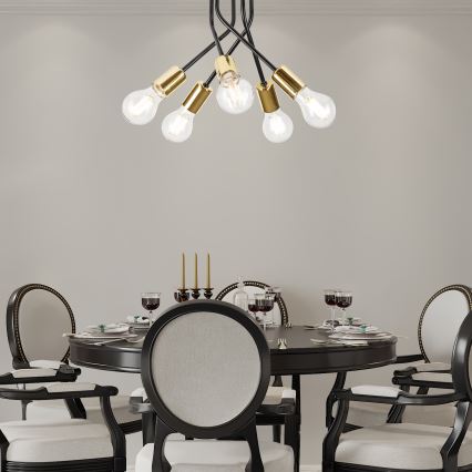 Suspension-barre PRIYA 5xE27/15W/230V noir