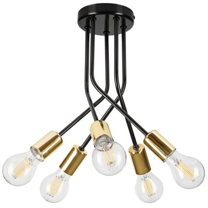 Suspension-barre PRIYA 5xE27/15W/230V noir