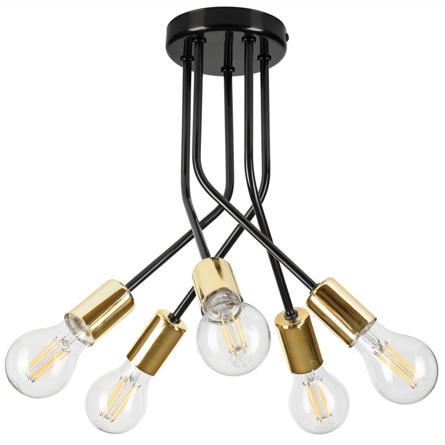 Suspension-barre PRIYA 5xE27/15W/230V noir