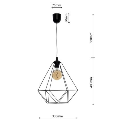 Suspension BASKET 1xE27/60W/230V noire