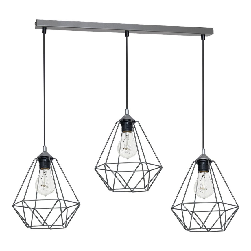 Suspension BASKET 3xE27/60W/230V gris