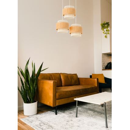 Suspension BOHO à câble 3xE27/60W/230V jute/crème