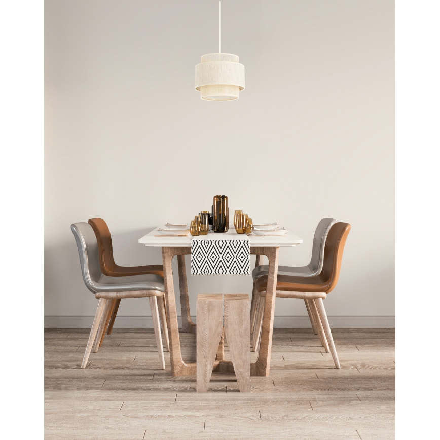 Suspension BOHO sur câble 1xE27/60W/230V Ø 20 cm crème/jute