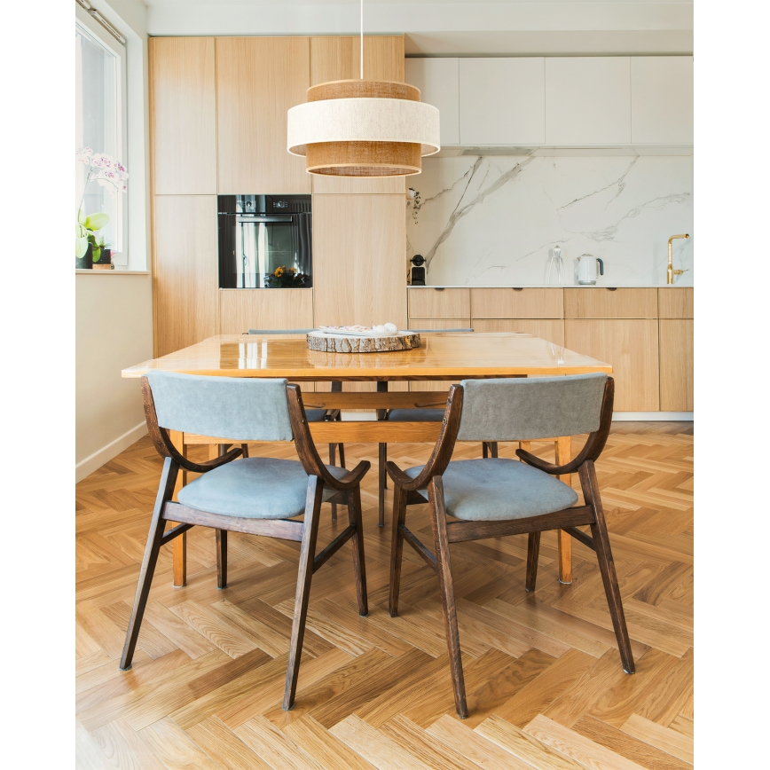 Suspension BOHO sur câble 1xE27/60W/230V Ø 40 cm crème/jute