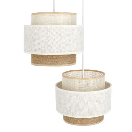 Suspension BOHO sur câble 2xE27/60W/230V blanc/jute