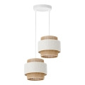 Suspension BOHO sur câble 2xE27/60W/230V crème/jute