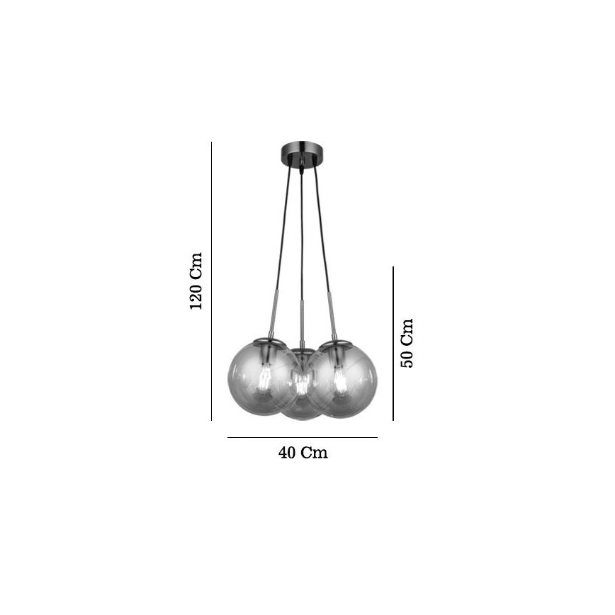 Suspension câblée POLINO, 3x E27/40W/230V, finition bronze