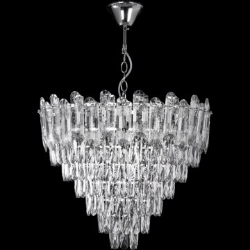 Suspension chaîne 11xE27/60W/230V + 7xLED/6W d. 60 cm chrome brillant