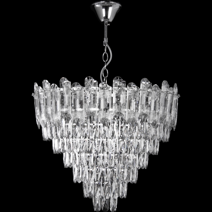 Suspension chaîne 11xE27/60W/230V + 7xLED/6W d. 60 cm chrome brillant