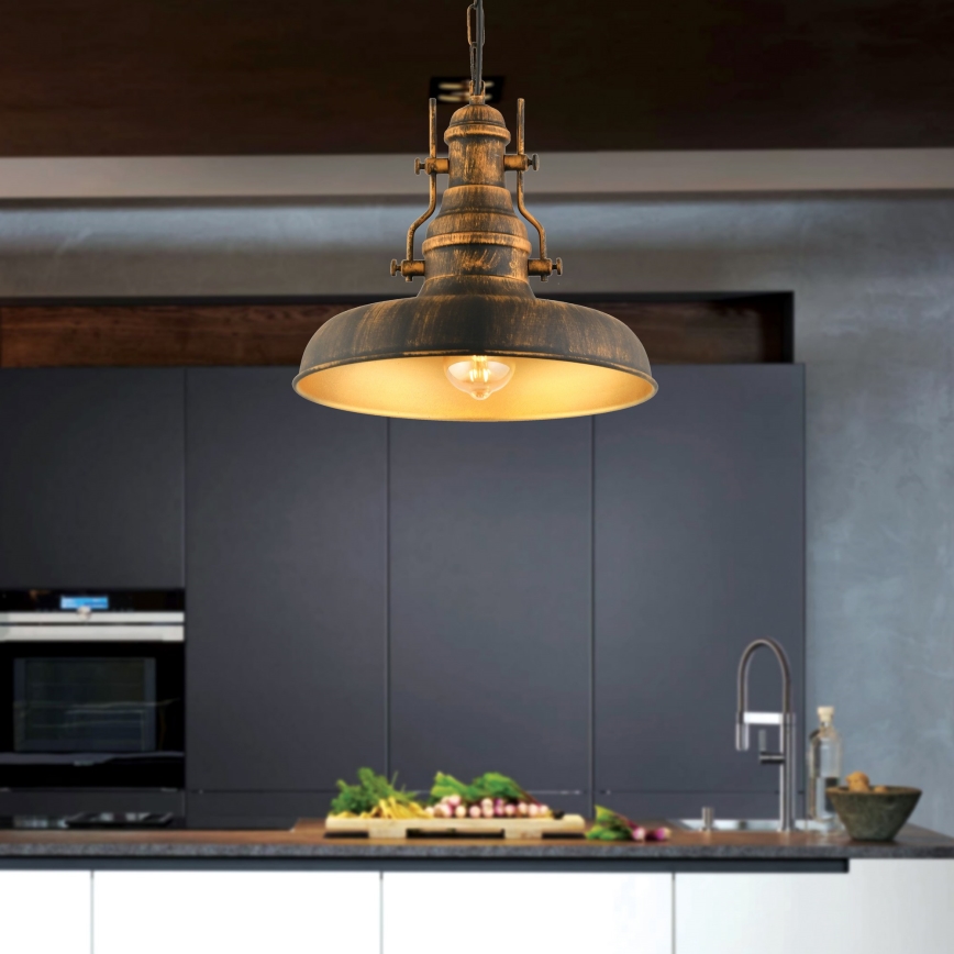 Suspension chaîne 1xE27/40W/230V bronze