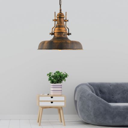 Suspension chaîne 1xE27/40W/230V bronze