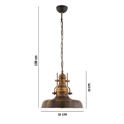 Suspension chaîne 1xE27/40W/230V bronze