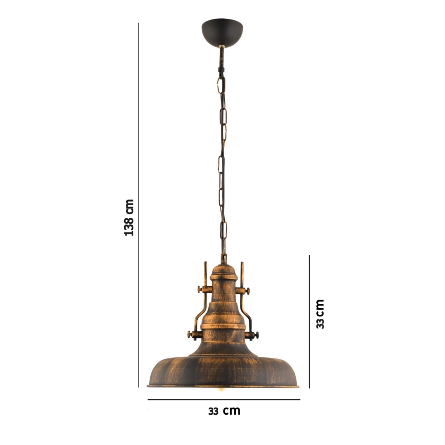 Suspension chaîne 1xE27/40W/230V bronze