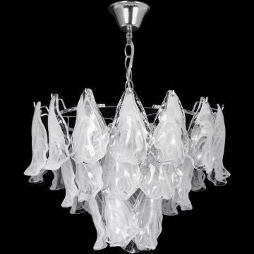 Suspension chaîne 4xE27/60W/230V d. 40 cm chrome brillant/blanc