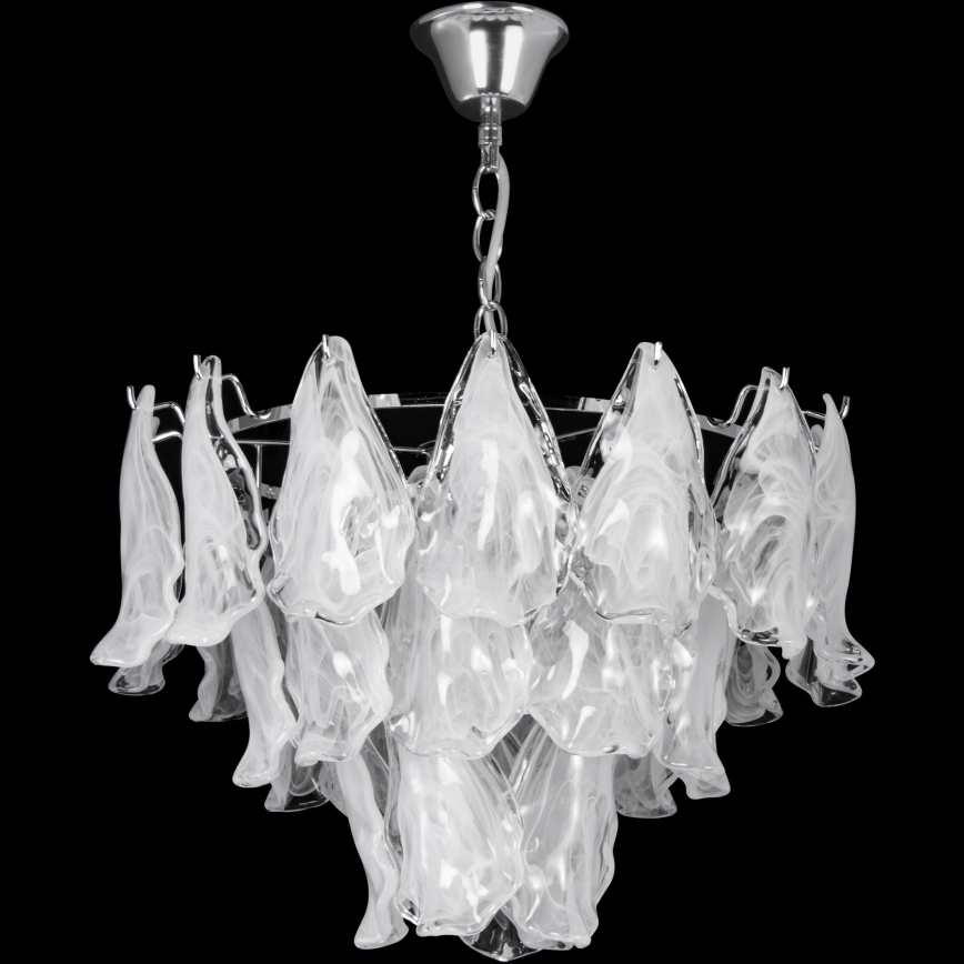 Suspension chaîne 4xE27/60W/230V d. 40 cm chrome brillant/blanc