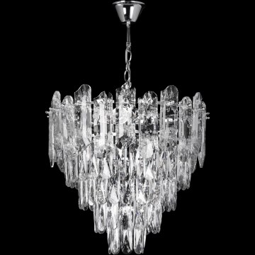 Suspension chaîne 7xE27/60W/230V + 4xLED/6W d. 40 cm chrome brillant