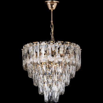 Suspension chaîne 7xE27/60W/230V + 4xLED/6W d. 40 cm doré