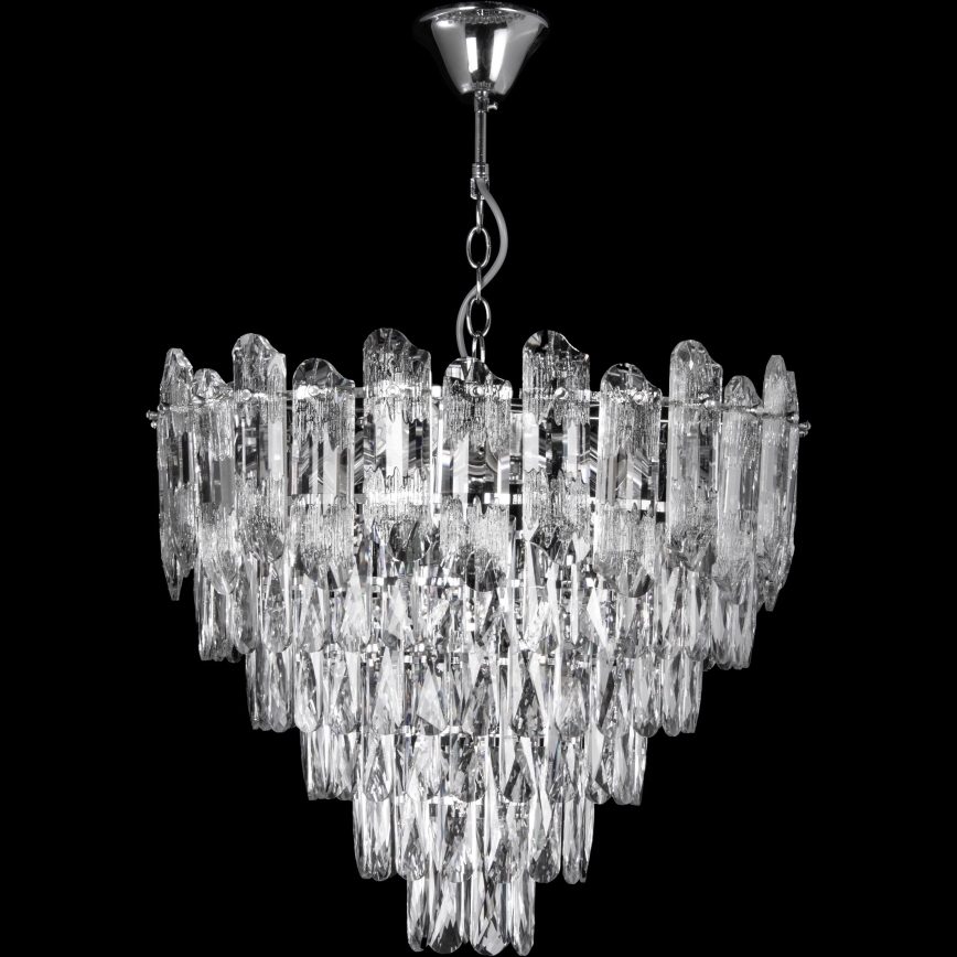 Suspension chaîne 9xE27/60W/230V + 6xLED/6W d. 50 cm chrome brillant