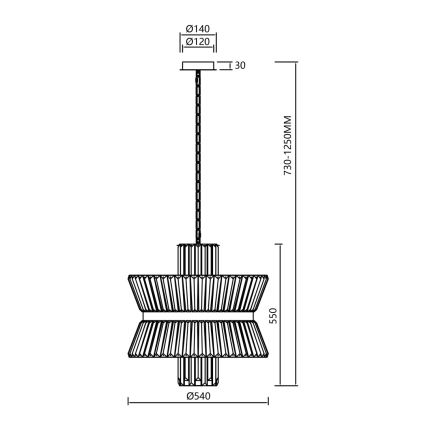 Suspension chaîne AURELIA 12xE14/40W/230V doré