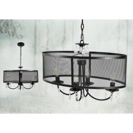 Suspension chaîne BRESSO 4xE14/12W/230V noir