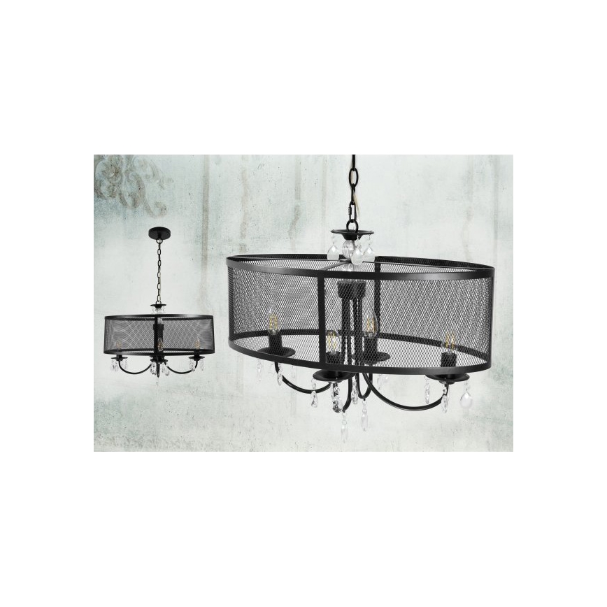 Suspension chaîne BRESSO 4xE14/12W/230V noir