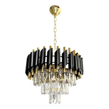 Suspension chaîne CRISTAL 5xE14/40W/230V doré/noir