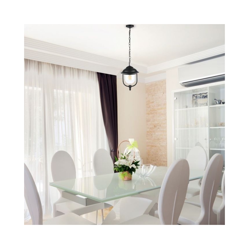 Suspension chaîne d'extérieur 1xE27/60W/230V IP44 noir