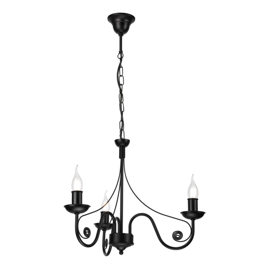 Suspension chaîne DONATO 3xE14/40W/230V noir