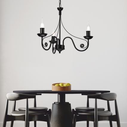 Suspension chaîne DONATO 3xE14/40W/230V noir
