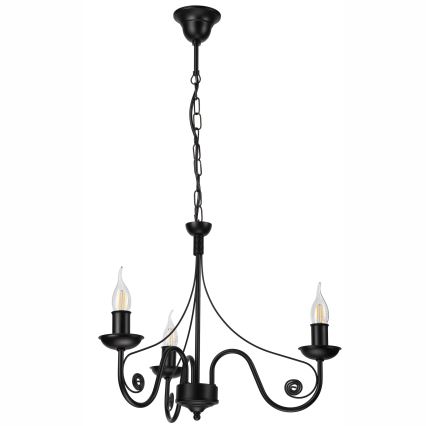 Suspension chaîne DONATO 3xE14/40W/230V noir