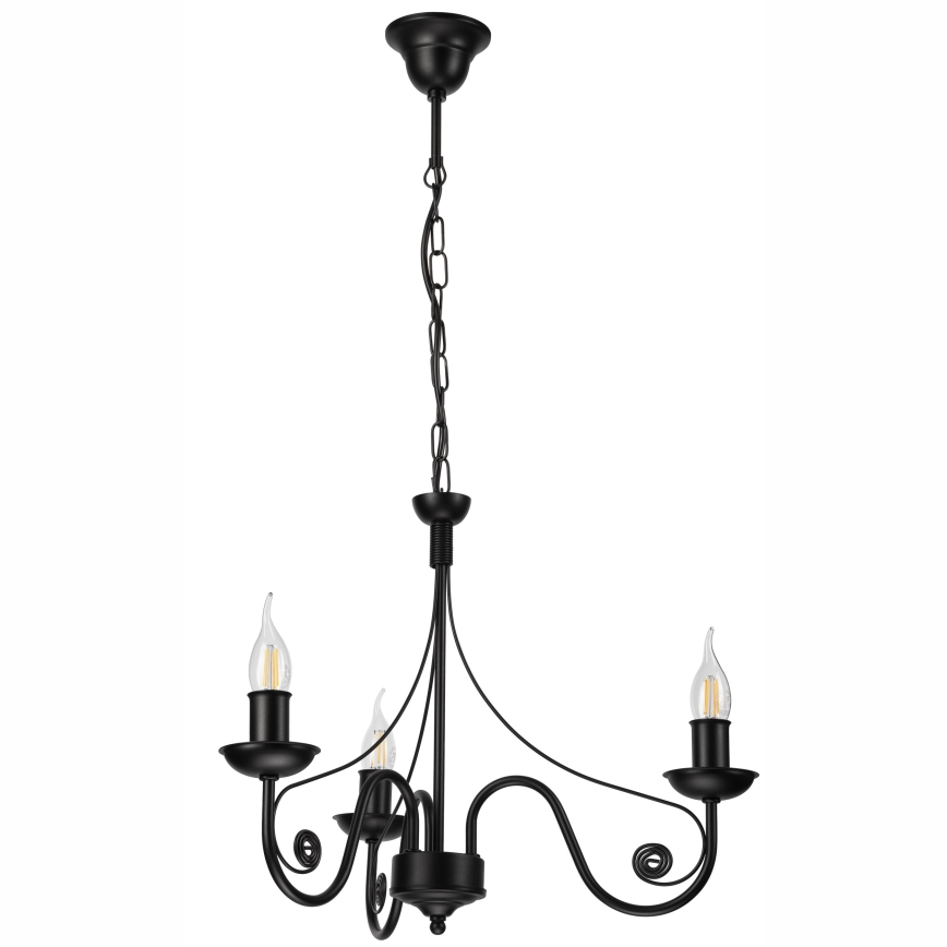 Suspension chaîne DONATO 3xE14/40W/230V noir