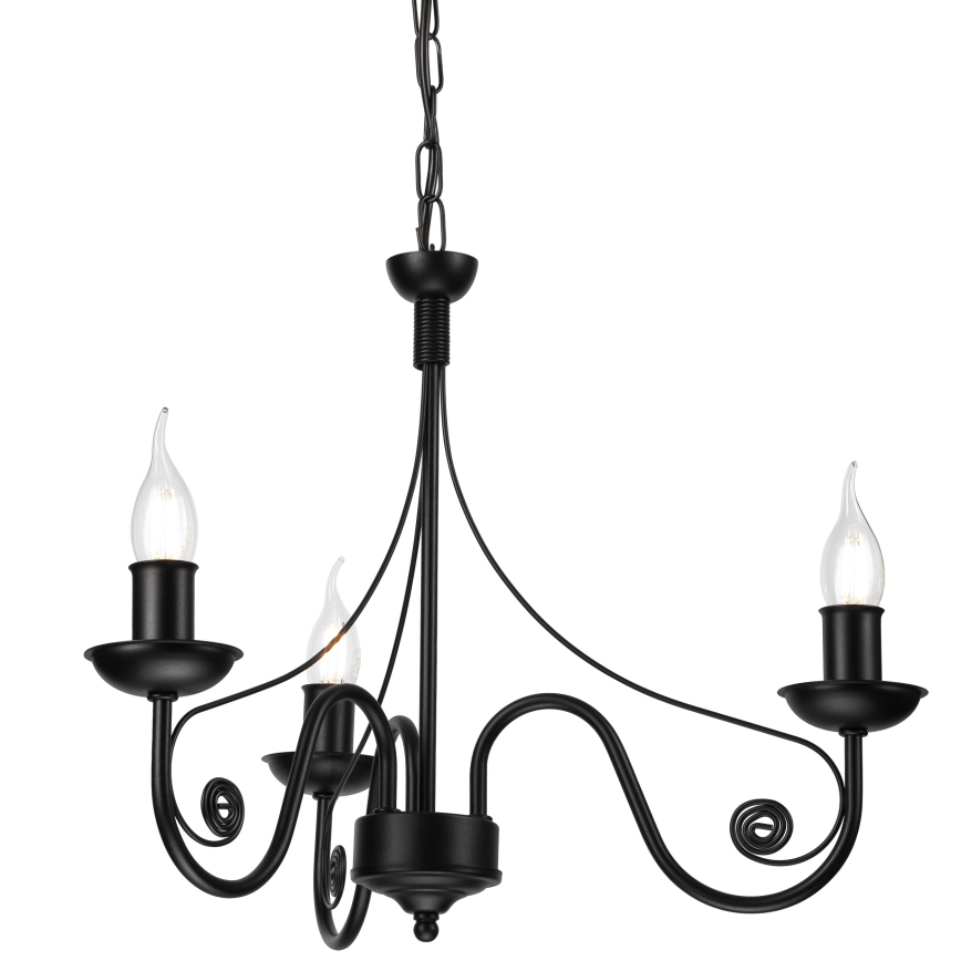Suspension chaîne DONATO 3xE14/40W/230V noir