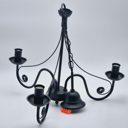 Suspension chaîne DONATO 3xE14/40W/230V noir
