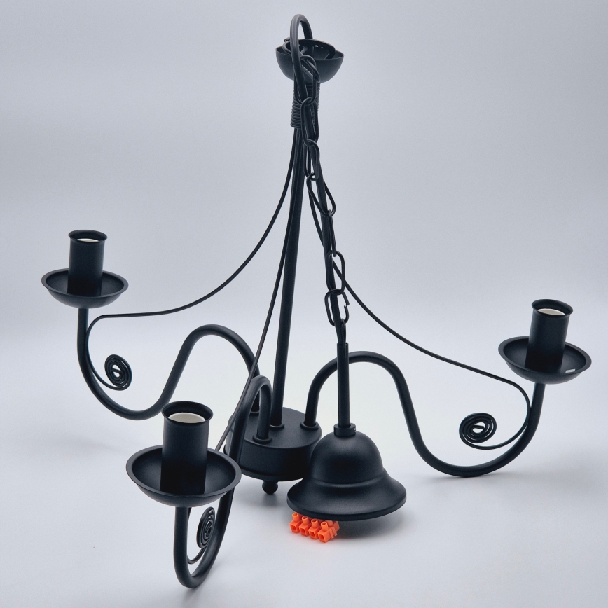 Suspension chaîne DONATO 3xE14/40W/230V noir