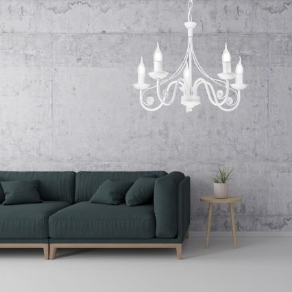 Suspension chaîne DONATO 5xE14/40W/230V blanc