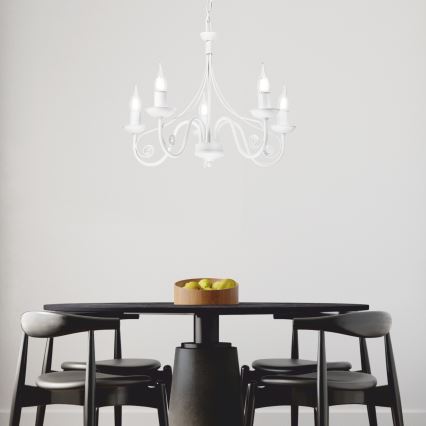 Suspension chaîne DONATO 5xE14/40W/230V blanc