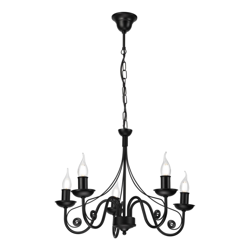 Suspension chaîne DONATO 5xE14/40W/230V noir